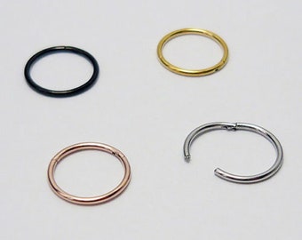 0,8 mm (20 g) piercing nez segment anneau septum nez anneau poitrine lèvre charnière clicker très fin 6 mm, 7 mm, 8 mm, 10 mm or argent