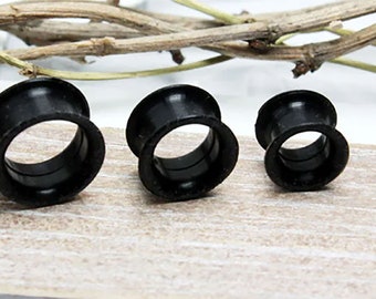 1 Paar Extra Soft Silikon Flesh Tunnel Silicone Ear Plug Ohr Piercing double flared 4 - 18 mm schwarz kurzer Tunnel Länge 9 mm