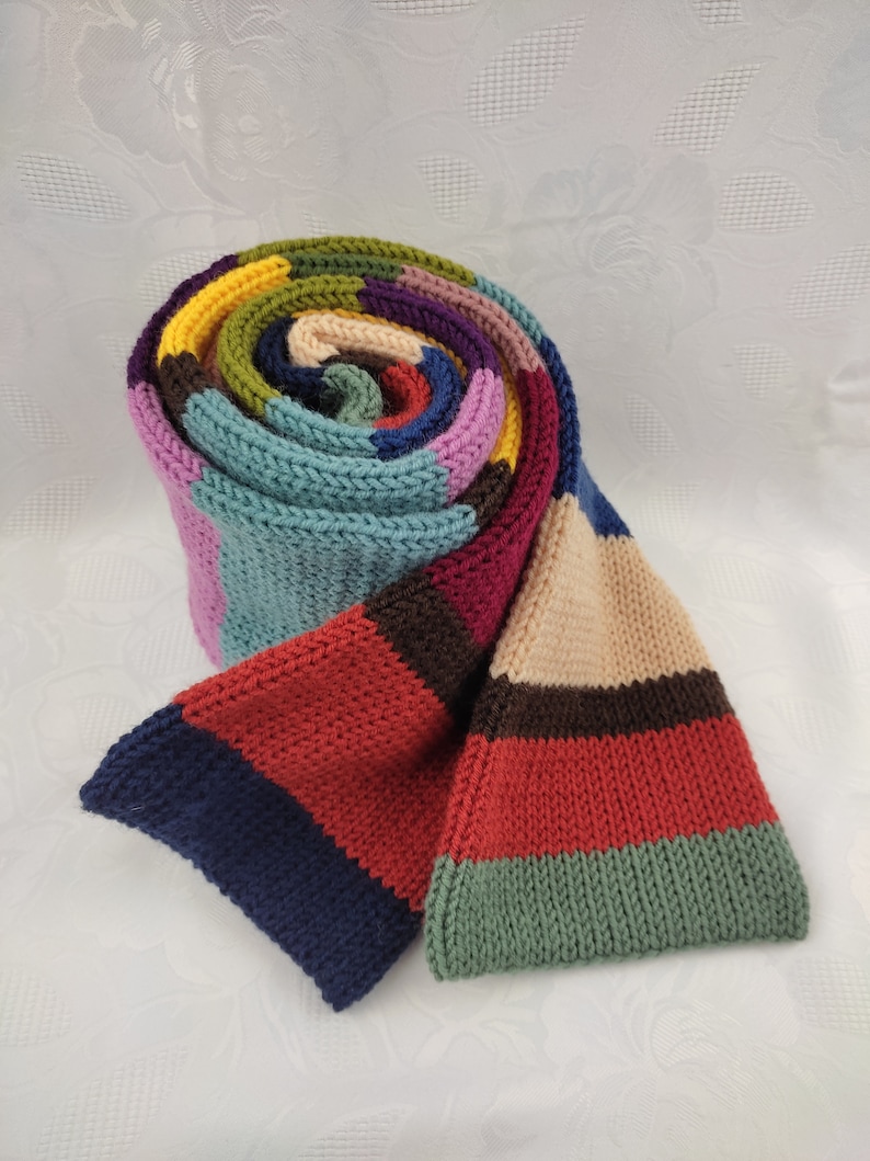 Striped wool scarf XXL knitted scarf winter scarf handmade warm scratch-free double-sided comfort gift image 5