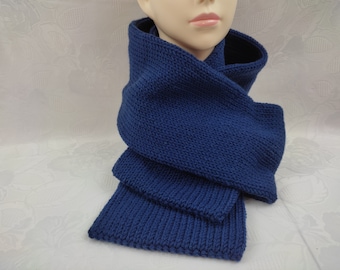 Knitted scarf long blueberry scratch-free men's wool scarf XXL blue winter scarf warm double-sided handmade gift soft to wear