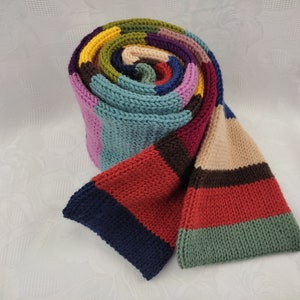 Striped wool scarf XXL knitted scarf winter scarf handmade warm scratch-free double-sided comfort gift image 3