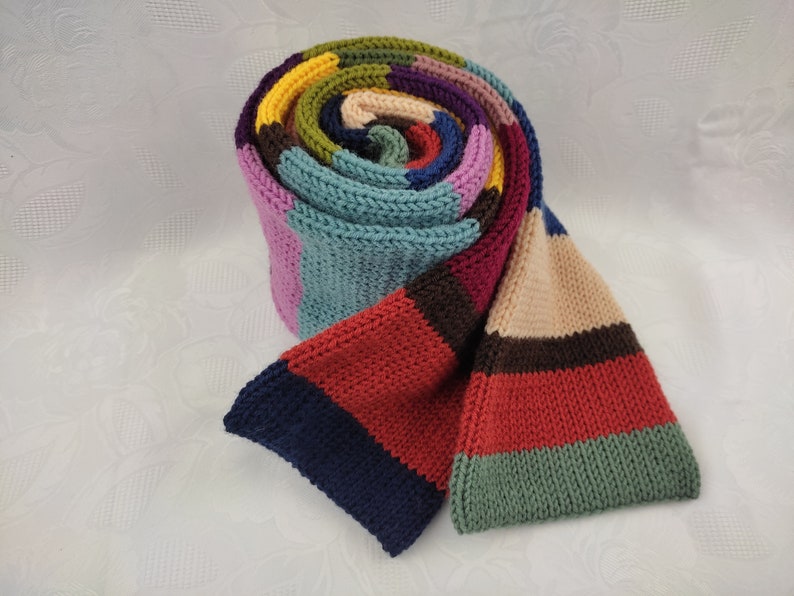 Striped wool scarf XXL knitted scarf winter scarf handmade warm scratch-free double-sided comfort gift image 3