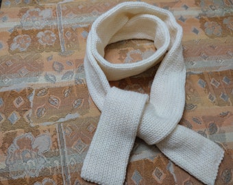 Knitted scarf, narrow wool scarf, long, light cream, tie scarf, XXL tube scarf, double-sided, comfortable to wear, warm, scratch-free, gift, handmade