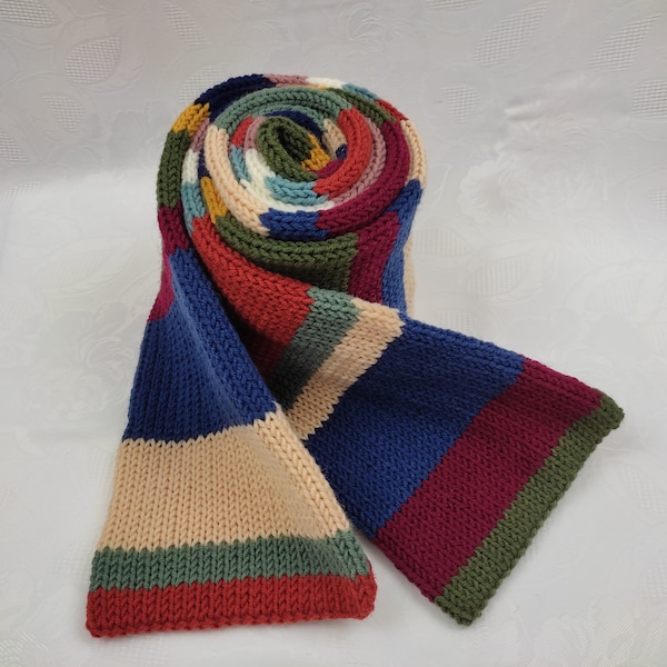 Écharpe en laine rayée XXL écharpe tricotée écharpe d'hiver faite à la main chaude sans rayures cadeau de confort double face