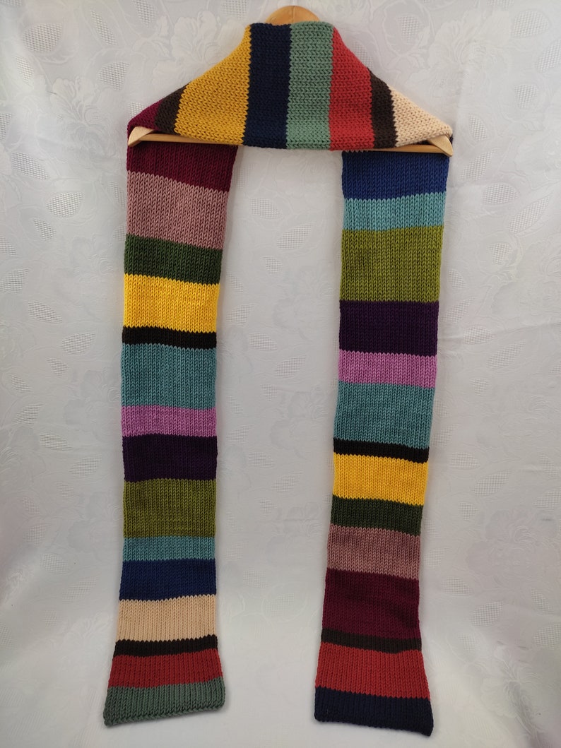 Striped wool scarf XXL knitted scarf winter scarf handmade warm scratch-free double-sided comfort gift image 4