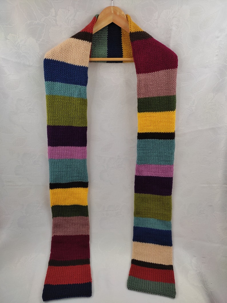 Striped wool scarf XXL knitted scarf winter scarf handmade warm scratch-free double-sided comfort gift image 1