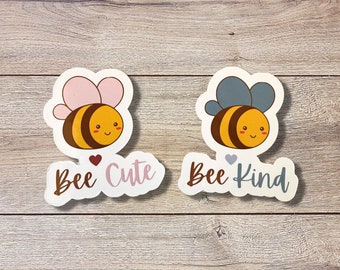 Bee Vinyl Stickers | Set of 2 Stickers | Glossy Finish | Bee Sticker | Laptop Sticker | Water Bottle Sticker | Animal Stickers | Insects