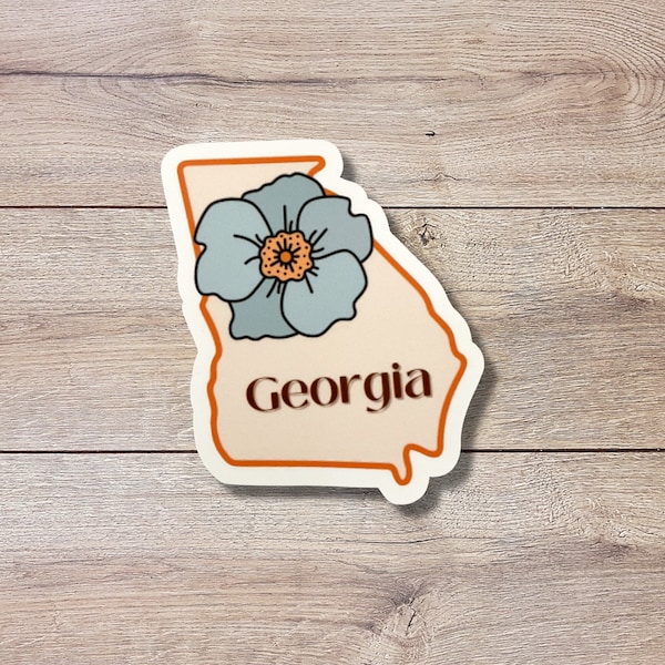 Georgia State Flower Vinyl Sticker | Cherokee Rose | Glossy or Matte Finish | State Flower Sticker | Laptop Sticker | States