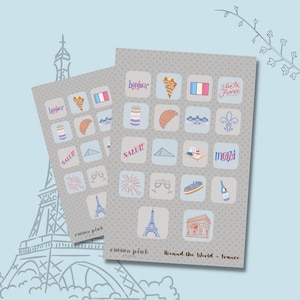 France Travel Sticker Sheet | Around the World | Matte or Glossy Finish | BuJo Stickers | Scrapbook Stickers | Planner Stickers