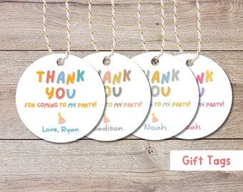 Personalized Birthday Gift Tags, Matte Finish, Thank You for Coming Happy Birthday Party Favor Treat Bag Tag, Custom Birthday Gift Tag