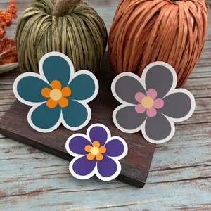 Fall Flowers Vinyl Sticker Set of 6, Flower Pack, 1