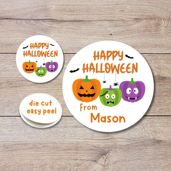 Personalized Halloween Stickers | Matte or Glossy Finish | Custom Halloween Label, Happy Halloween Stickers, Cute Halloween Sticker