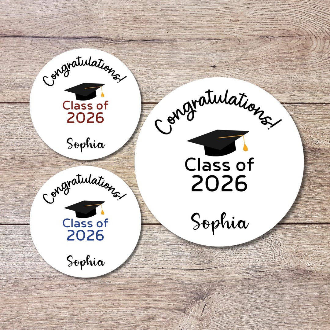 Graduation Invite Decals Personalized Graduation Stickers, Custom Graduation Party Favor Gift ...