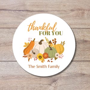 Personalized Thankful For You Pumpkins Stickers, Custom Happy Thanksgiving Label, Holiday Baked Goods, Baking Labels, Greeting Envelope Seal