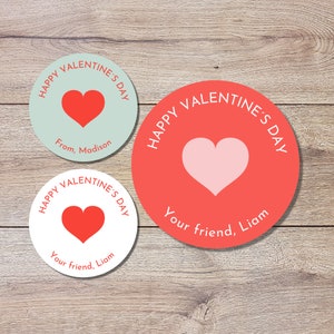 Mini Hearts Valentines Stickers, Custom Gift Label