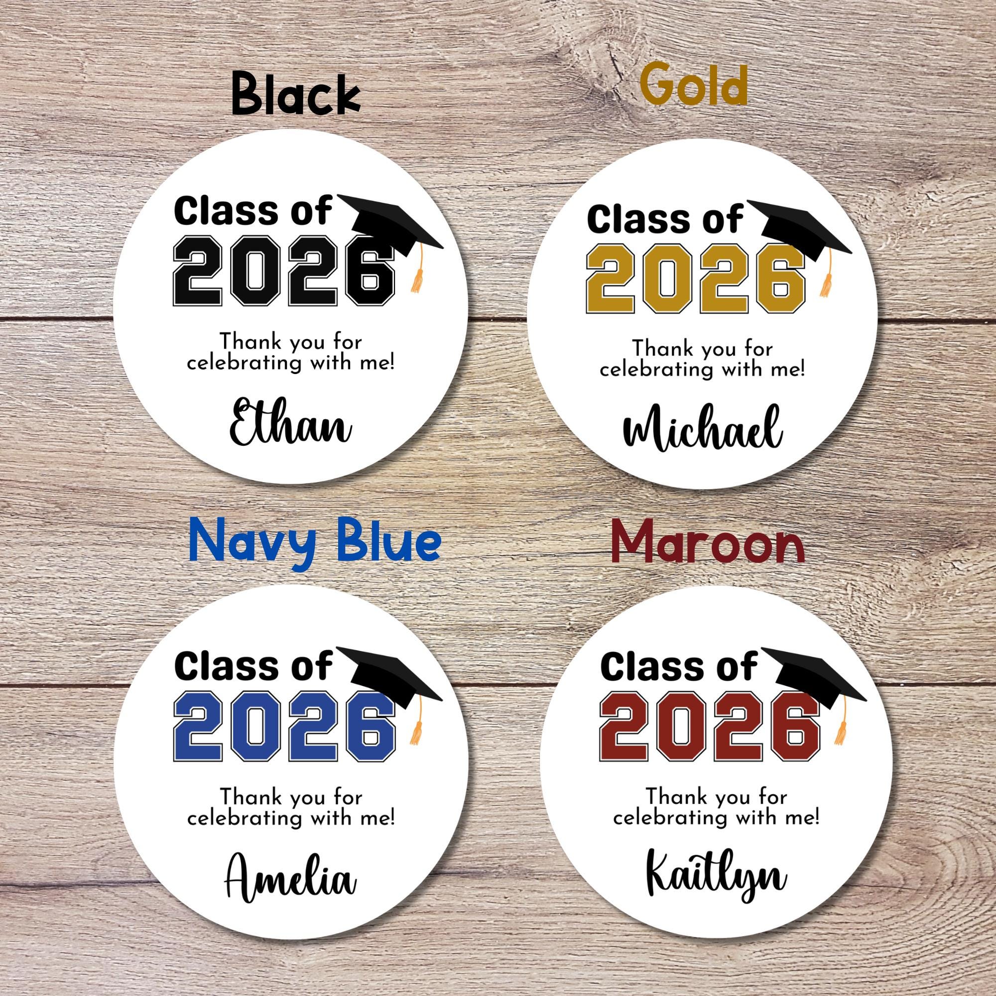 Graduation Themed Labels Personalized Graduation Stickers, Happy Graduation Labels, Custom ...