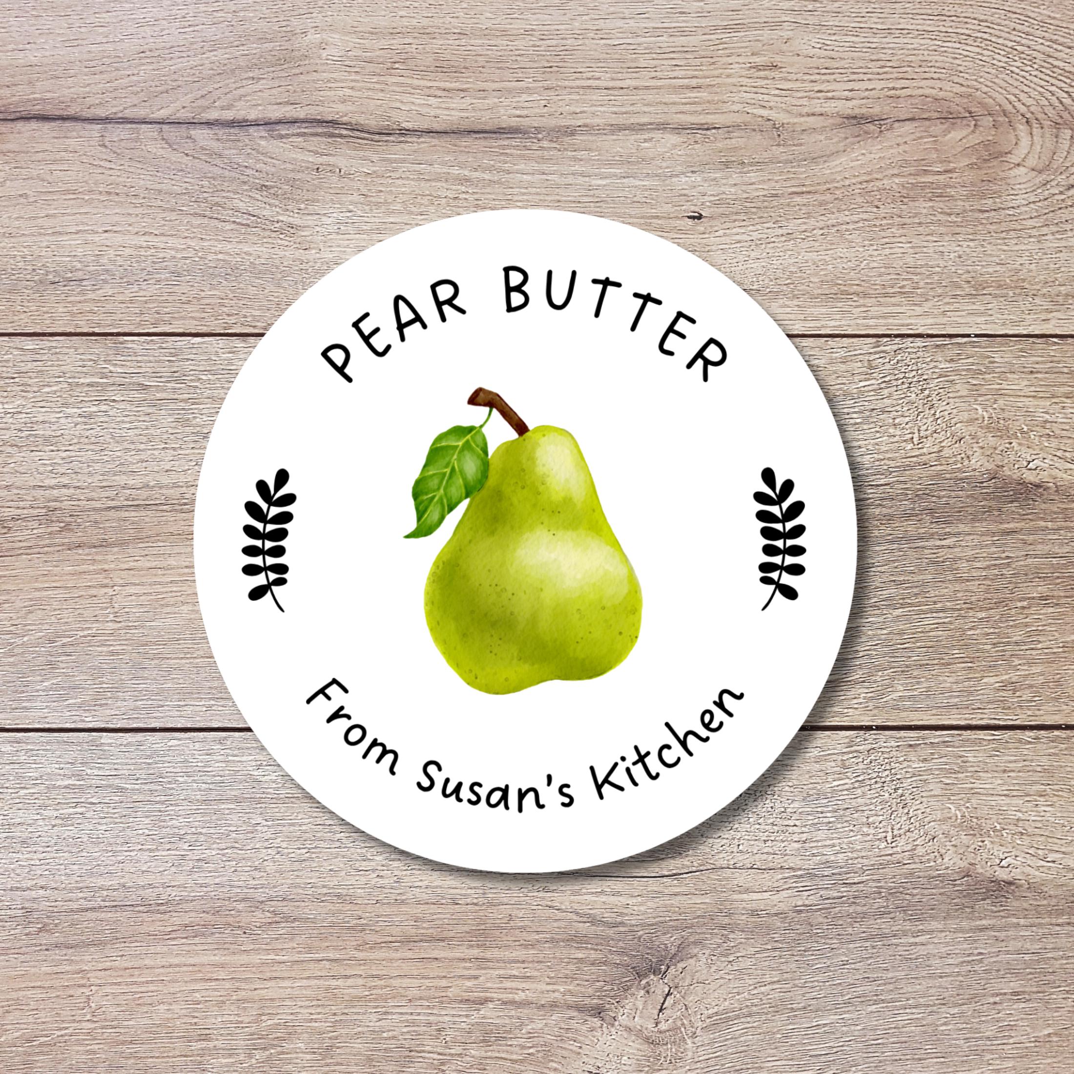 Pear Butter Jelly Canning Stickers, Custom Homemade Puree Stickers ...
