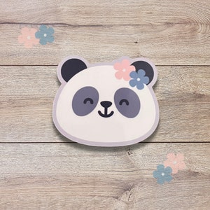 Panda Vinyl Sticker | Panda Flower Sticker | Glossy Finish | Cute Panda Sticker | Laptop Sticker, Water Bottle Sticker, Animals Sticker