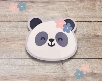 Panda Vinyl Sticker | Panda Flower Sticker | Glossy Finish | Cute Panda Sticker | Laptop Sticker, Water Bottle Sticker, Animals Sticker