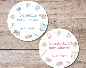 Personalized Baby Shower Stickers, Custom Thank You for Showering Girls Boys Baby Sprinkle Labels