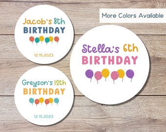 Personalized Happy Birthday Stickers, Goody Bag Stickers, Custom Birthday Label, Kids Birthday Balloon Stickers, Girls Birthday Sticker