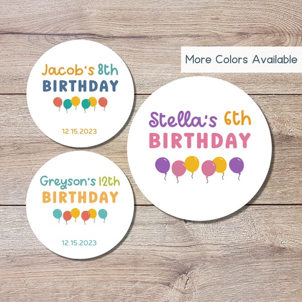 Personalized Happy Birthday Stickers, Goody Bag Stickers, Custom Birthday Label, Kids Birthday Balloon Stickers, Girls Birthday Sticker