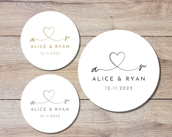 Personalized Wedding Stickers, Custom Wedding Labels, Happy Wedding Favor, Wedding Invitation Envelope Seal, Custom Wedding Initials Sticker