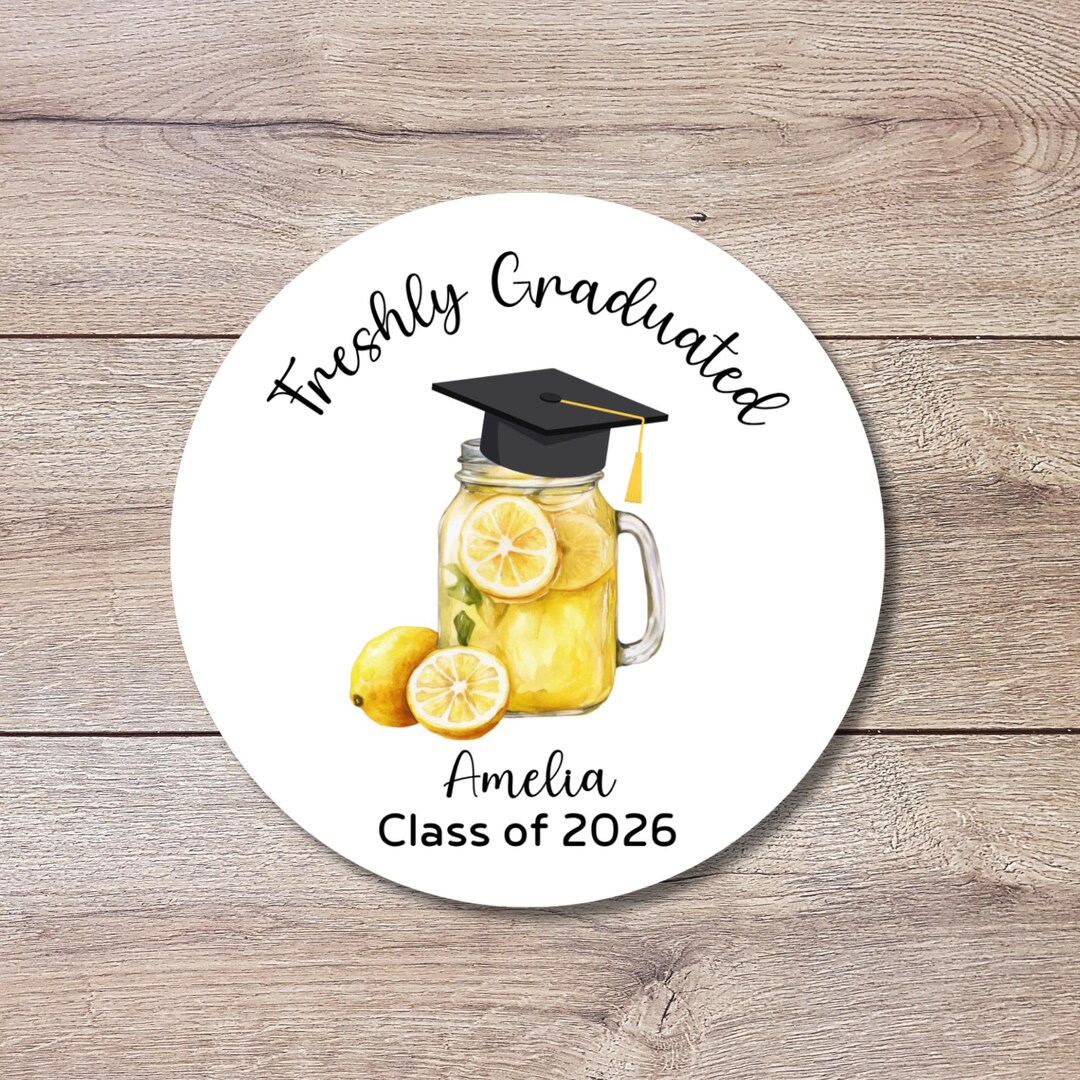 Personalized Freshly Graduated Graduation Stickers, Custom Grad Party ...