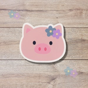 Pig Vinyl Sticker | Glossy Finish | Floral Pig Sticker | Laptop Sticker, Water Bottle Sticker, Animal Sticker, Cute Pig Sticker