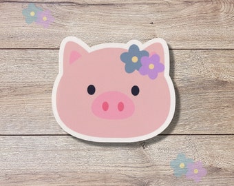 Pig Vinyl Sticker | Glossy Finish | Floral Pig Sticker | Laptop Sticker, Water Bottle Sticker, Animal Sticker, Cute Pig Sticker