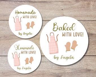 Personalized Homemade with Love Stickers, Customized Baked Goods Labels, Small Business Baking Packaging Labels, Gift for Friends