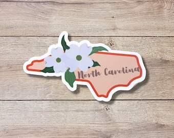 North Carolina State Flower Vinyl Sticker | Flowering Dogwood | Glossy or Matte Finish | State Flower | Laptop Sticker | Waterbottle Sticker