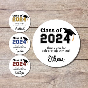 Personalized Graduation Stickers, Happy Graduation Labels, Custom Graduation Party Favor Stickers, Graduation Gift Bag Sticker, Grad Party