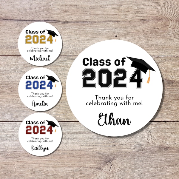 Personalized Graduation Stickers, Happy Graduation Labels, Custom Graduation Party Favor Stickers, Graduation Gift Bag Sticker, Grad Party