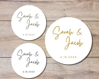 Personalized Wedding Stickers, Custom Wedding Labels, Wedding Party Favor Invitation Envelope Seal, Custom Wedding Initials Sticker