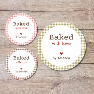 Personalized Baked with Love Stickers, Customized Baked Goods Label, Baking Stickers, Small Business Bakery Packaging Labels