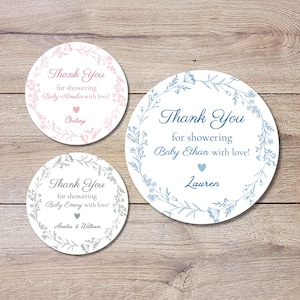 Pegatinas personalizadas para baby shower, etiquetas personalizadas de agradecimiento por llenar de amor a nuestro bebé, pegatinas de recuerdo para la futura mamá con un toque de amor.
