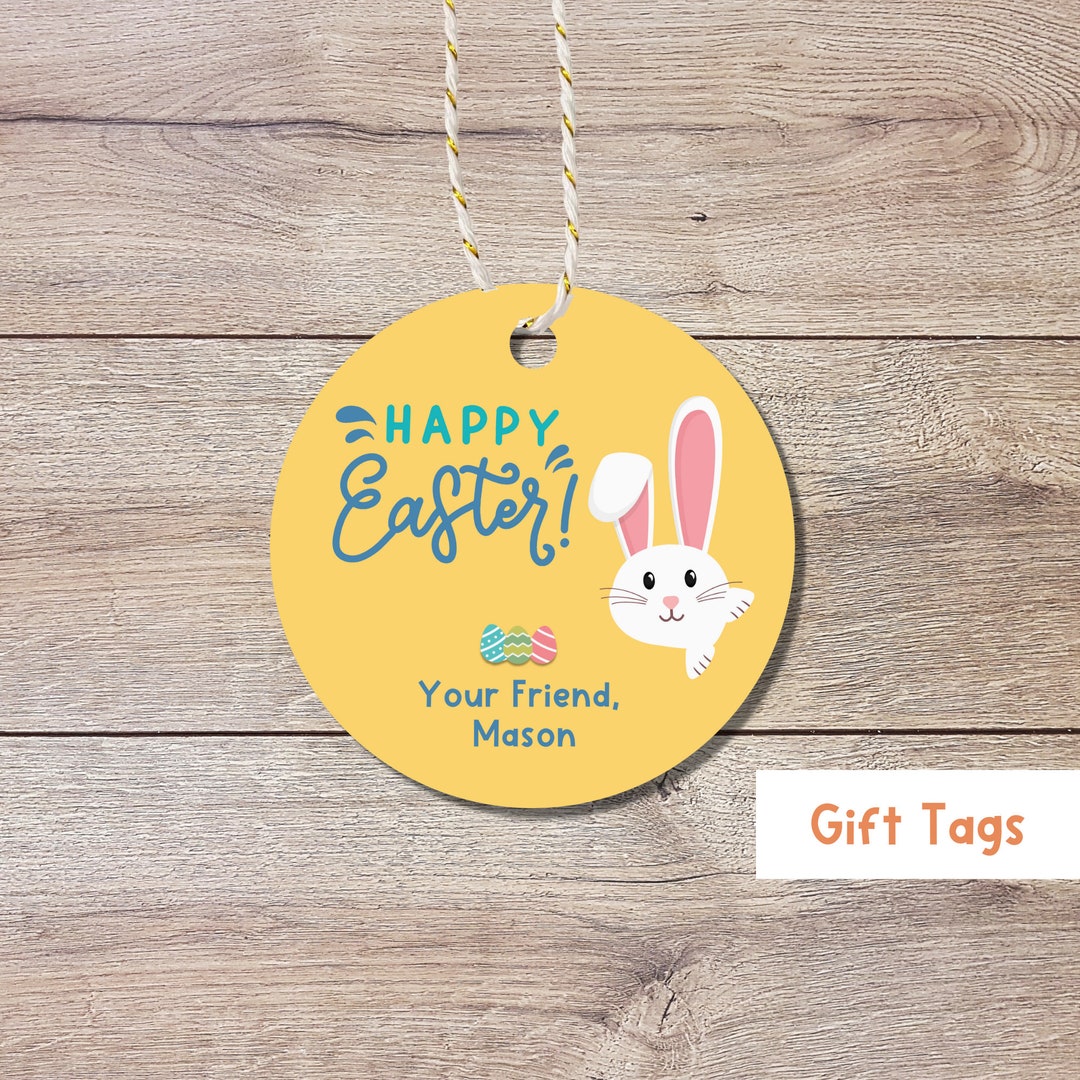Personalized Easter Gift Tags, Matte Finish, Easter Tags, Easter Favor Treat Bag Tag, Cute