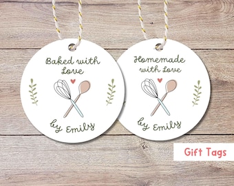 Personalized Baked with Love Gift Tags, Custom Baked Goods Small Business Bakery Packaging Tags