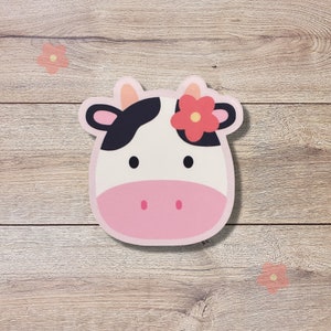 Cow Vinyl Sticker | Glossy Finish | Waterproof | Floral Cow Sticker | Laptop Sticker, Water Bottle Sticker, Animal Sticker, Phone Sticker