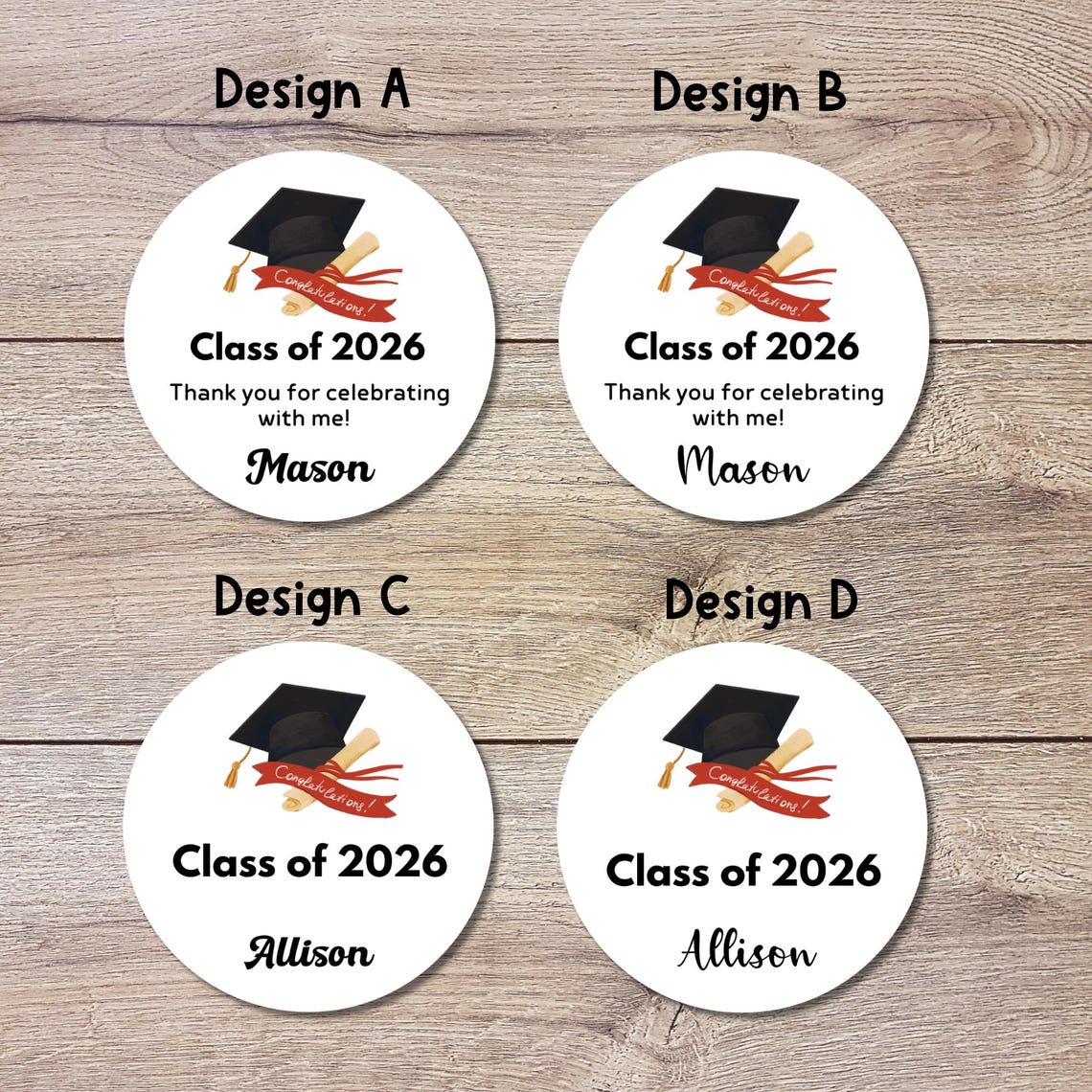 Personalized Graduation Stickers, Happy Graduation Labels, Custom ...