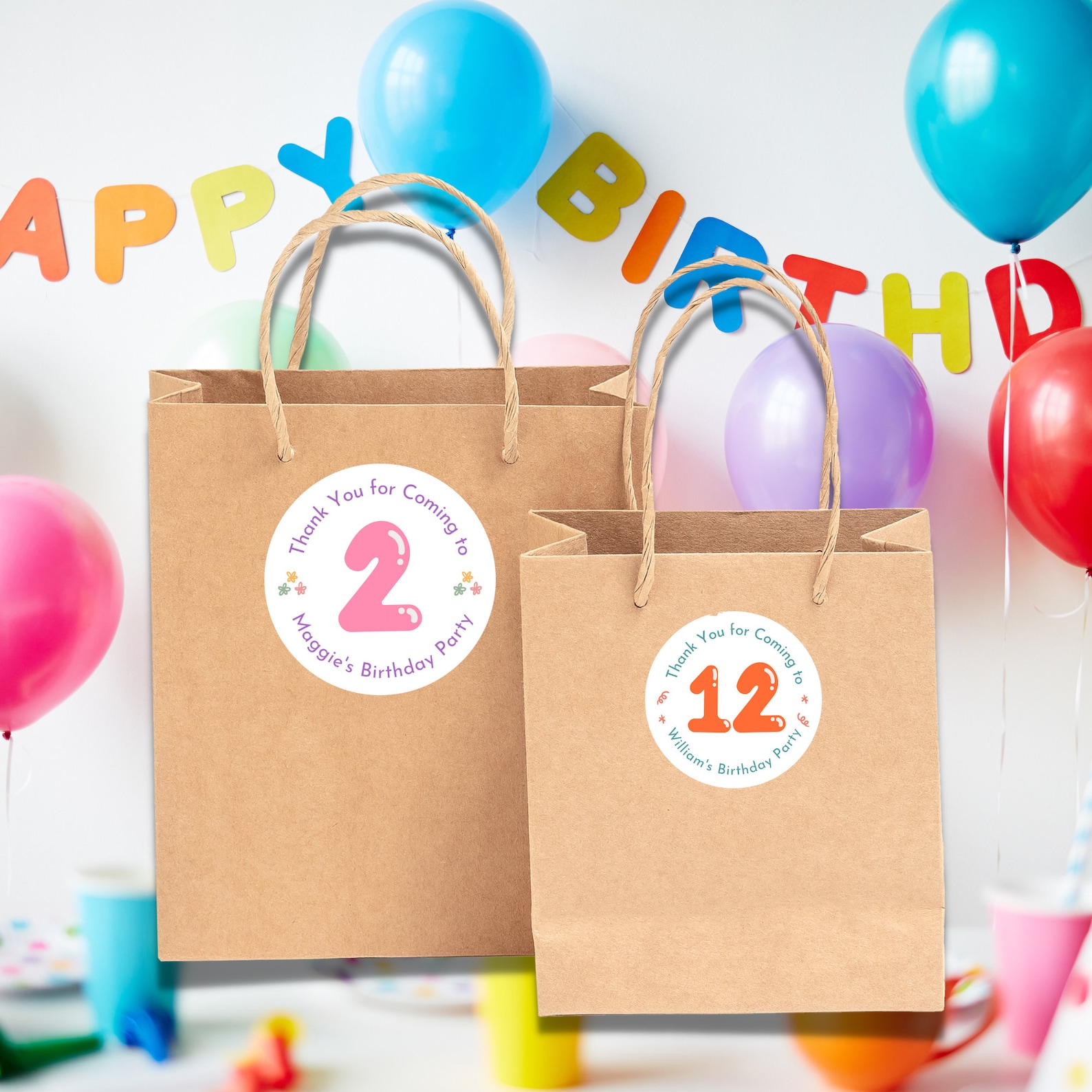 Personalized Happy Birthday Stickers, Goody Bag Stickers, Custom ...