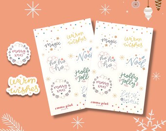 Holiday Greetings Sticker Sheet | Matte or Glossy Finish | BuJo Stickers | Holiday Stickers | Planner Stickers | Christmas Stickers