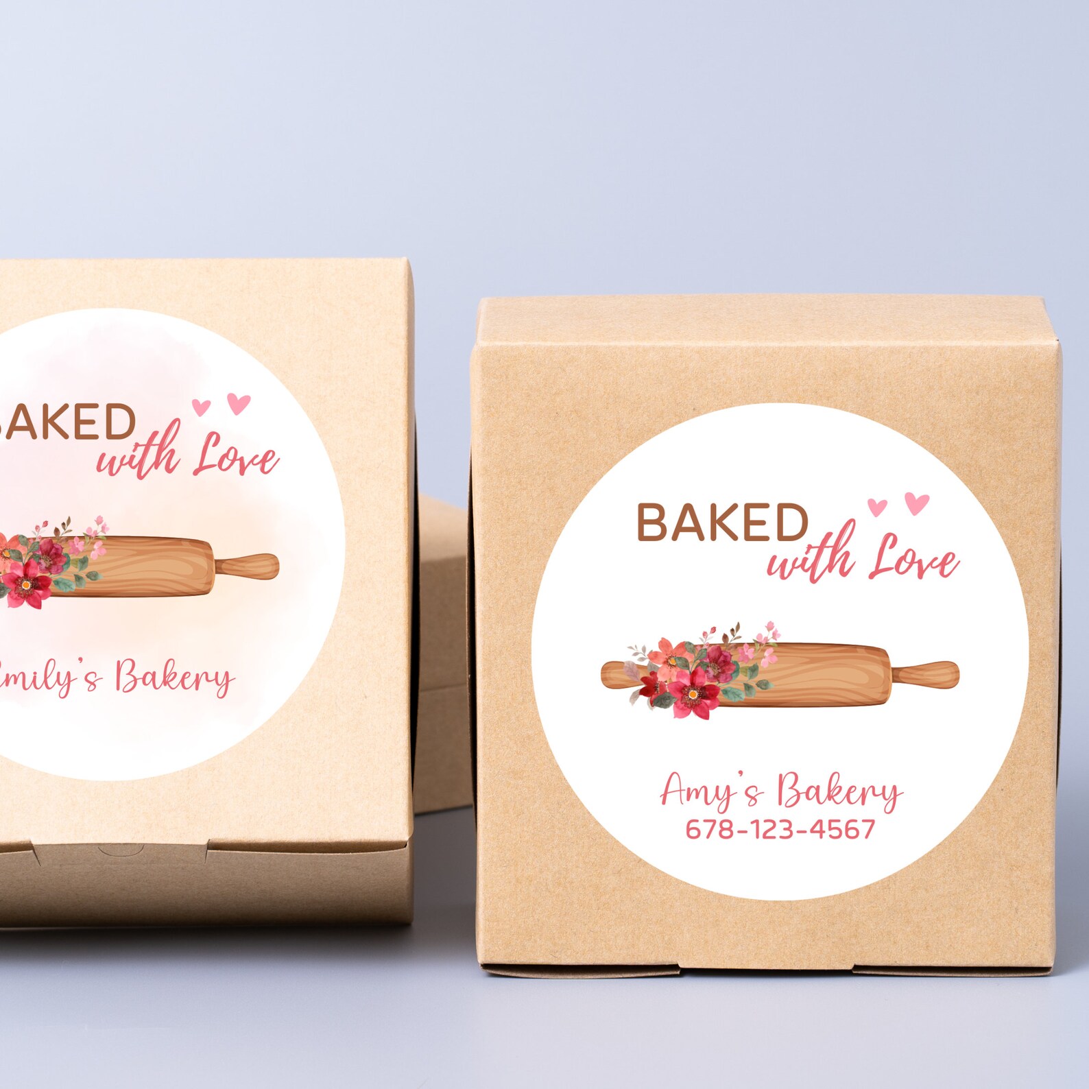 Personalized Baked With Love Stickers, Customized Baked Goods Label ...