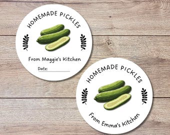 Personalized Dill Pickles Stickers, Custom Homemade Pickle Canning with Date Line Labels
