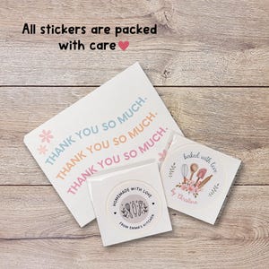 Pegatinas personalizadas "Horneado con amor", etiquetas personalizadas para productos horneados, pegatinas para repostería, etiquetas para envases de panaderías para pequeñas empresas. imagen 9
