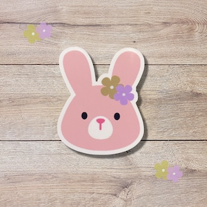 Rabbit Vinyl Sticker | Glossy Finish | Floral Rabbit Sticker | Laptop Sticker, Water Bottle Sticker, Animal Sticker, Easter Bunny Sticker