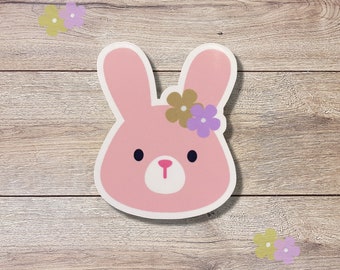 Rabbit Vinyl Sticker | Glossy Finish | Floral Rabbit Sticker | Laptop Sticker, Water Bottle Sticker, Animal Sticker, Easter Bunny Sticker