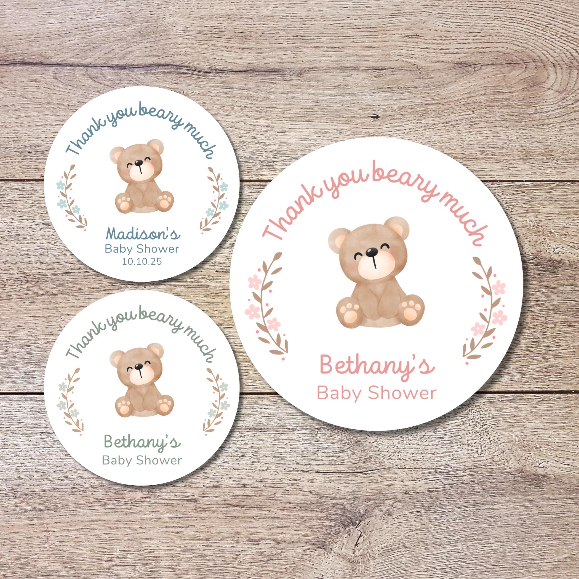Personalized Baby Shower Stickers, Custom Thank You Beary Much Party ...
