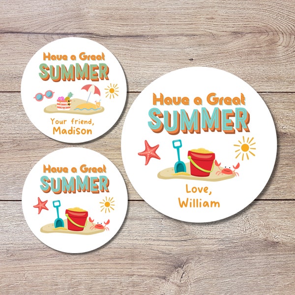 Personalized School Party Stickers, Have a Great Summer Label, End of School Party Treat Bag Sticker, Last Day of School Party Stickers